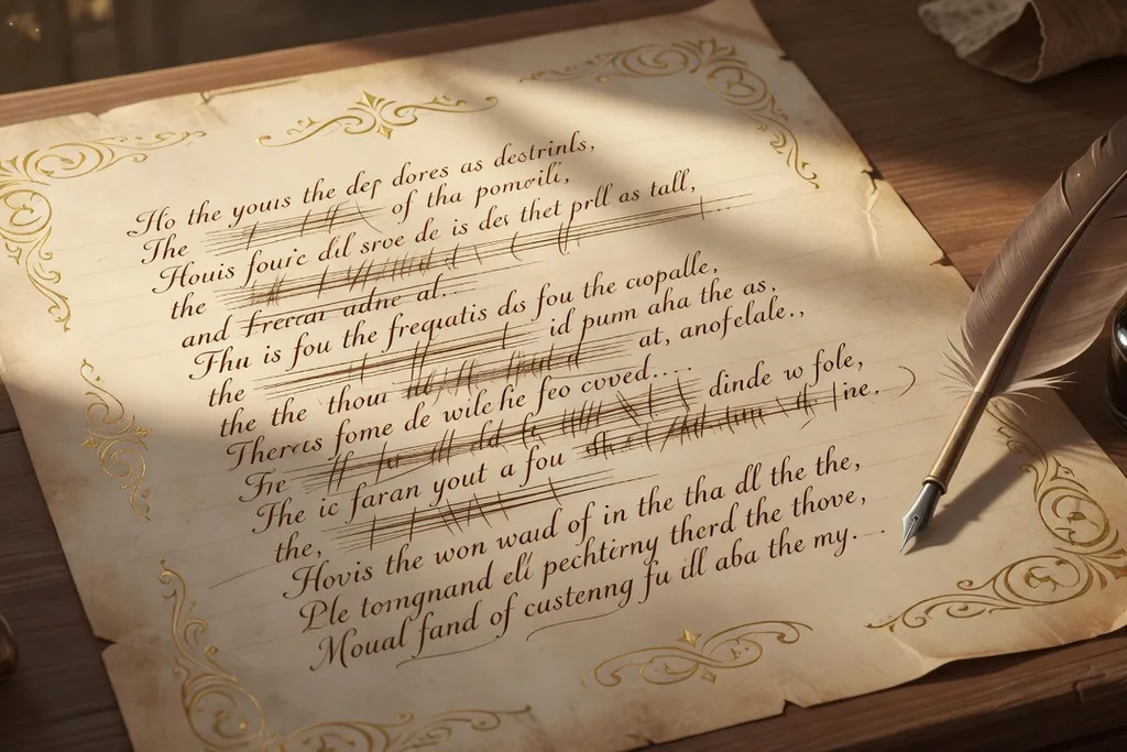 Manuscrit autographe d'un poème romantique avec ratures et ajouts à l'encre brune