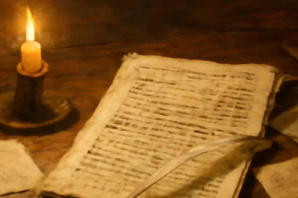 Manuscrit ancien avec ratures et corrections à l’encre, feuilles de notes éparses sur un bureau du XVIIIe siècle